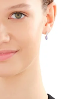 Kolczyki z białego złota z diamentami i tanzanitami - próba 585