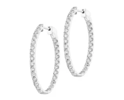 Kolczyki z białego złota z brylantami laboratoryjnymi - koła - 3,00 ct - próba 750