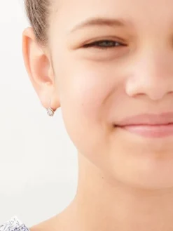 Kolczyki z białego złota z diamentami - koniczyny - 0,02 ct - próba 585