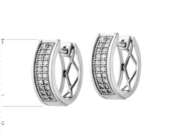 Kolczyki z białego złota z diamentami - koła - 0,14 ct - próba 585