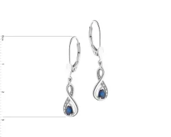 Kolczyki z białego złota z diamentami i szafirami - próba 585