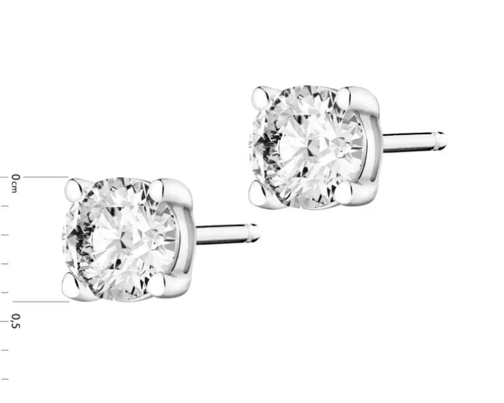Kolczyki z białego złota z brylantami laboratoryjnymi - 0,50 ct - próba 585