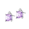 Kolczyki z białego złota z diamentami i ametystami - próba 375