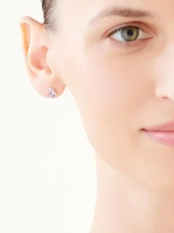 Kolczyki z białego złota z diamentami i ametystami - próba 375