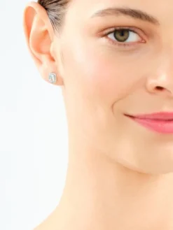 Kolczyki z białego złota z diamentami i akwamarynami - próba 585