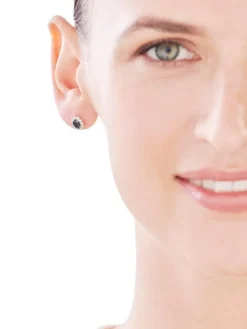 Kolczyki z białego złota z brylantami i szafirami - próba 585