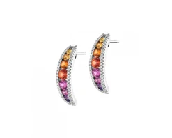 Kolczyki z białego złota z brylantami i szafirami kolorowymi - próba 585