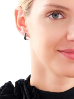 Kolczyki z białego złota z diamentami i szafirami - próba 585