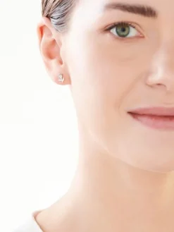 Kolczyki z białego złota z diamentami - róże - 0,006 ct - próba 585