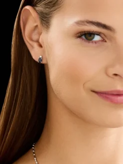 Kolczyki z białego złota z brylantami i szafirami - próba 750