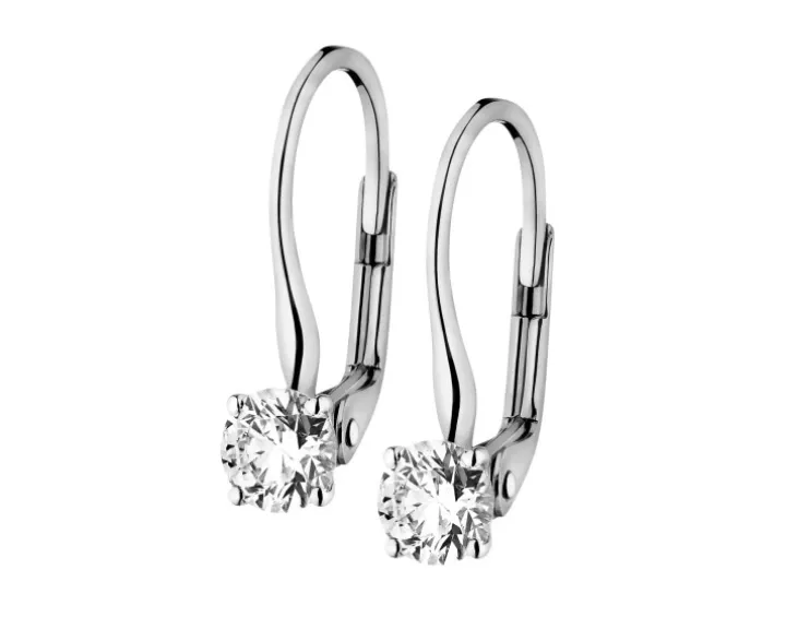 Kolczyki z białego złota z brylantami - SI2/H - 0,70 ct - próba 585