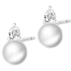 Kolczyki z białego złota z diamentami i perłami - próba 375