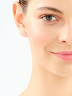 Kolczyki z białego złota z diamentami - serce, nieskończoność - 0,01 ct - próba 375