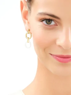 Kolczyki z ceramiki i mosiądzu pozłacane z cyrkoniami