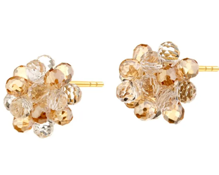 Kolczyki z mosiądzu pozłacane ze szklanymi detalami