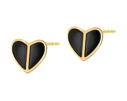 Kolczyki z mosiądzu pozłacane z agatami- serca