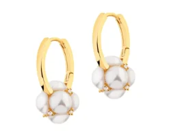 Kolczyki z mosiądzu pozłacane z cyrkoniami i perłami