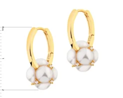 Kolczyki z mosiądzu pozłacane z cyrkoniami i perłami