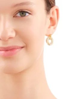 Kolczyki z mosiądzu pozłacane ze szklanymi detalami