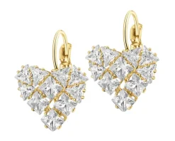 Kolczyki z mosiądzu pozłacane z cyrkoniami - serce
