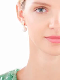 Kolczyki z mosiądzu pozłacane z perłami i cyrkoniami