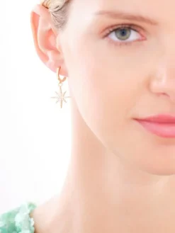 Kolczyki z mosiądzu pozłacane z cyrkoniami - gwiazdy