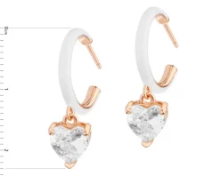 Kolczyki z mosiądzu pozłacane z kwarcami i emalią - serca