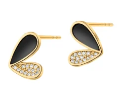 Kolczyki z mosiądzu pozłacane z agatami i cyrkoniami - serca