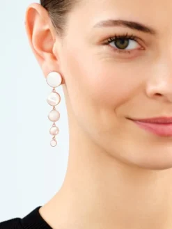 Kolczyki z mosiądzu pozłacane z masą perłową