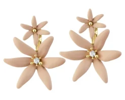 Kolczyki z mosiądzu pozłacane z cyrkoniami - kwiaty