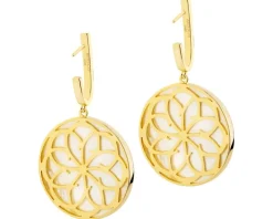 Kolczyki z mosiądzu pozłacane z masą perłową