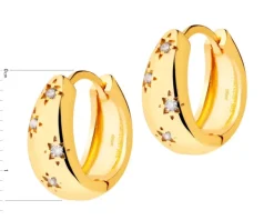 Kolczyki z mosiądzu pozłacane z cyrkoniami - gwiazdy