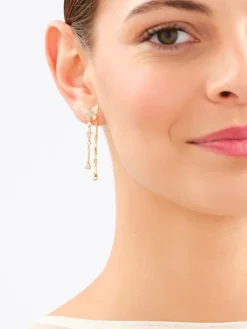 Kolczyki z mosiądzu pozłacane z cyrkoniami i emalią - motyle