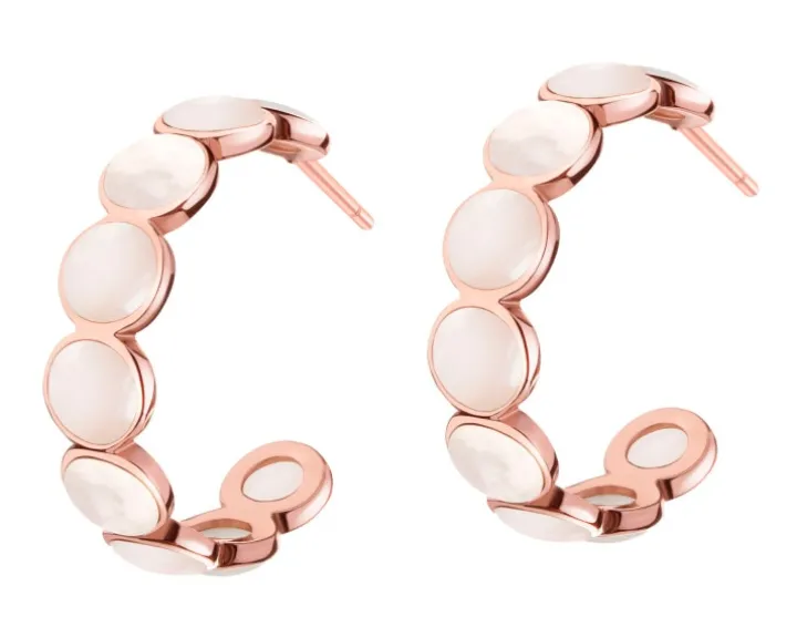 Kolczyki z mosiądzu pozłacane z masą perłową - koła