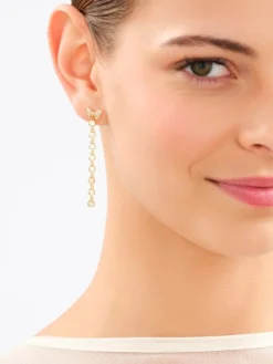 Kolczyki z mosiądzu pozłacane z cyrkoniami - kokardki