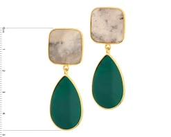 Kolczyki z mosiądzu pozłacane z labradorytami i jadeitami