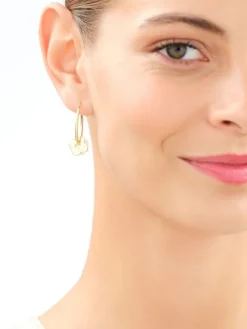 Kolczyki z mosiądzu pozłacane z masą perłową - kwiaty