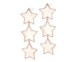 Kolczyki z mosiądzu pozłacane z kalcytami - gwiazdy