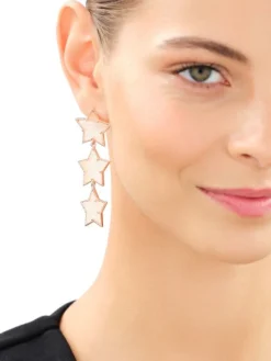 Kolczyki z mosiądzu pozłacane z kalcytami - gwiazdy