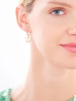 Kolczyki z mosiądzu pozłacane z cyrkoniami i masą perłową - motyle