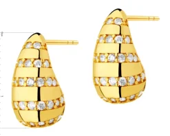 Kolczyki z mosiądzu pozłacane z cyrkoniami - łezki