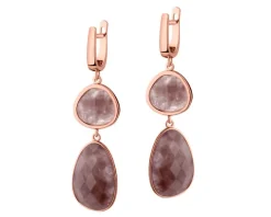 Kolczyki z mosiądzu pozłacane z kwarcami