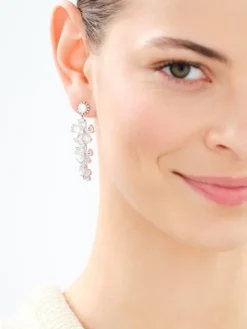 Kolczyki z mosiądzu rodowane z cyrkoniami - kwiaty