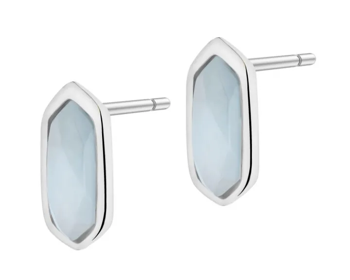 Kolczyki z mosiądzu rodowane z akwamarynami