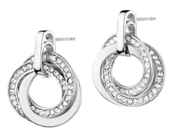 Kolczyki z mosiądzu rodowane ze szklanymi detalami