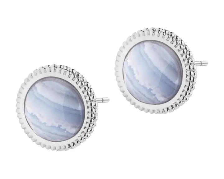 Kolczyki z mosiądzu rodowane z agatami