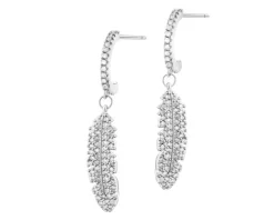 Kolczyki z mosiądzu rodowane z cyrkoniami - piórka