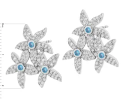 Kolczyki z mosiądzu rodowane z cyrkoniami - kwiaty