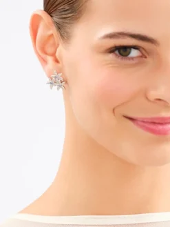 Kolczyki z mosiądzu rodowane z cyrkoniami - kwiaty