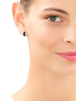 Kolczyki z mosiądzu rodowane z agatami